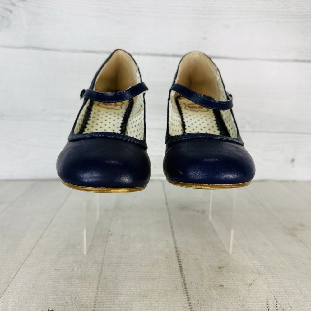 Bettie Page By Ellie BETTIE VINTAGE PUMP Deep Purple Retro Heel Mary Jane Size 8 - Picture 3 of 16